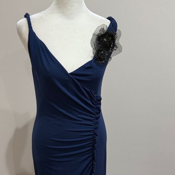 Vera Wang Lavender Label Elegant Navy Blue Evening Gown Size 4 - Picture 3 of 5